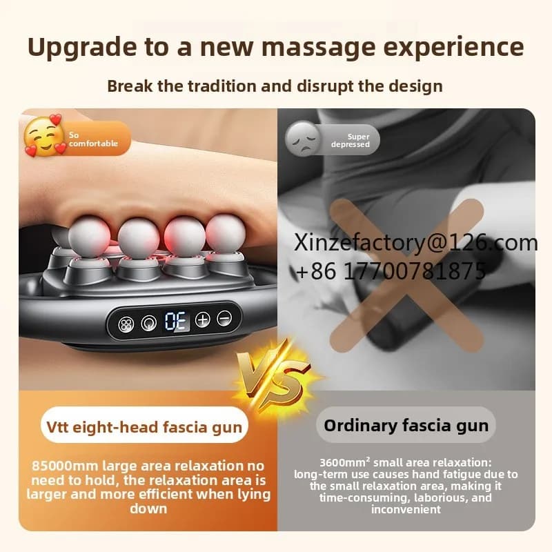 Directly from Factory 2026 8 Head Fascial Massage with LED Digital Display, Multi Head Deep Massage, Red Light That Irradia Life