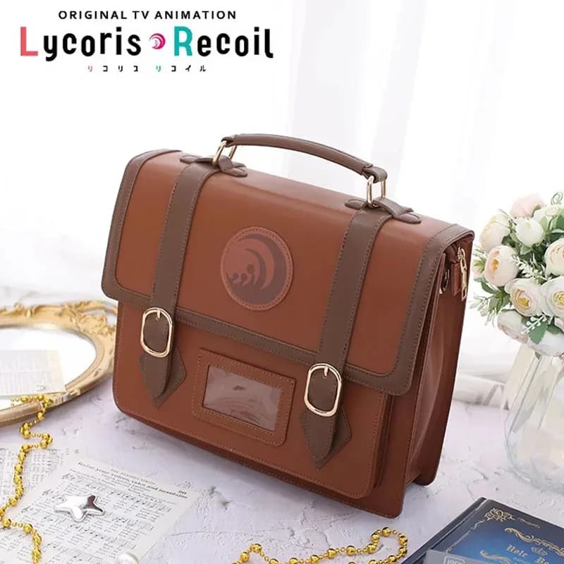 Anime Lycoris Recoil Takina Nishikigi Chisato Cosplay Zaino Borse da scuola per studenti Moda Marrone Jk Borse uniformi Borsa in pelle