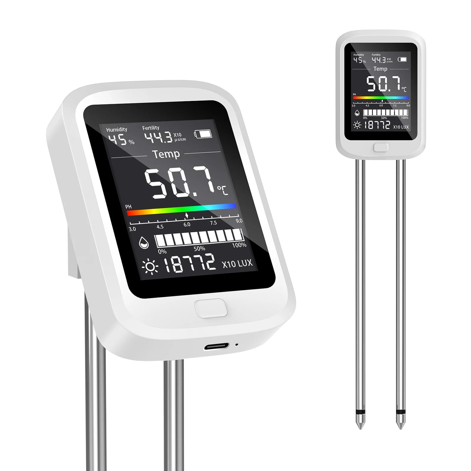 Ground moisture meter 6 in 1, plant hygrometer with moisture measurement, pH, temperature, sunlight, fertility, environmental parameters