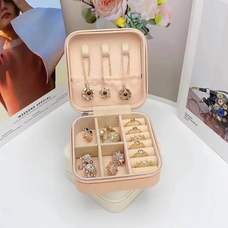 Square jewelry box with lid | 6 color travel case for earrings, necklaces and rings - Gift for women