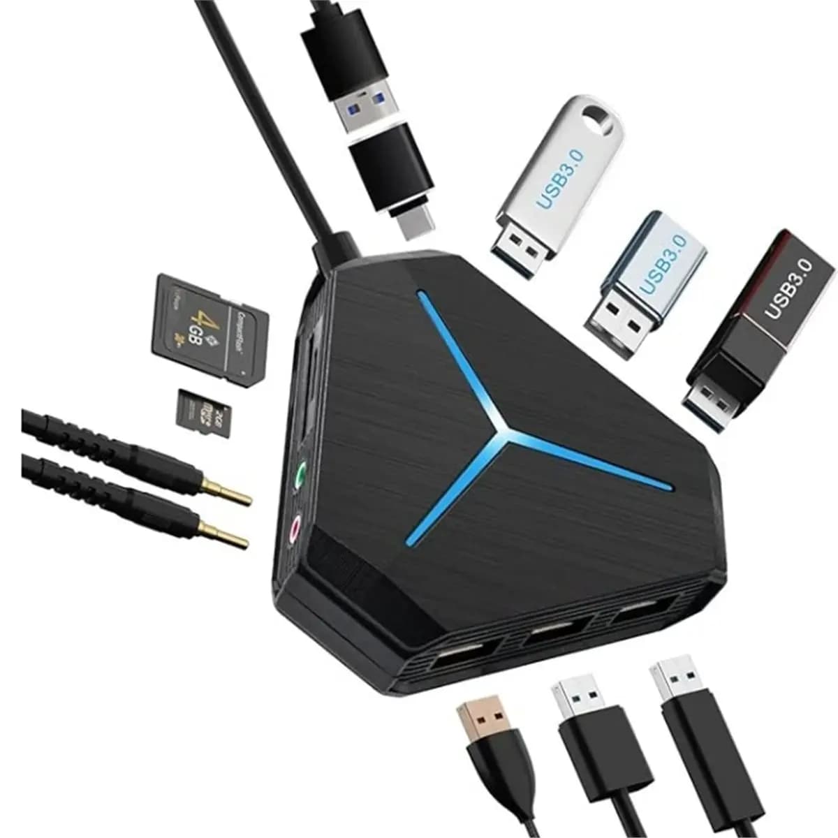 DT389 STOCK-USB Hub USB 3.0 Hub USB Splitter Multi USB 2.0/3.0 Card Reader Desktop Docking Station Splitter