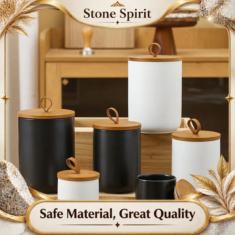 Round Ceramic Sealed Tank, Coffee Bean Tank, Kitchen Container, Spice Tank, Applicable To, Food, Tea Coffee Sugar Storage Jars