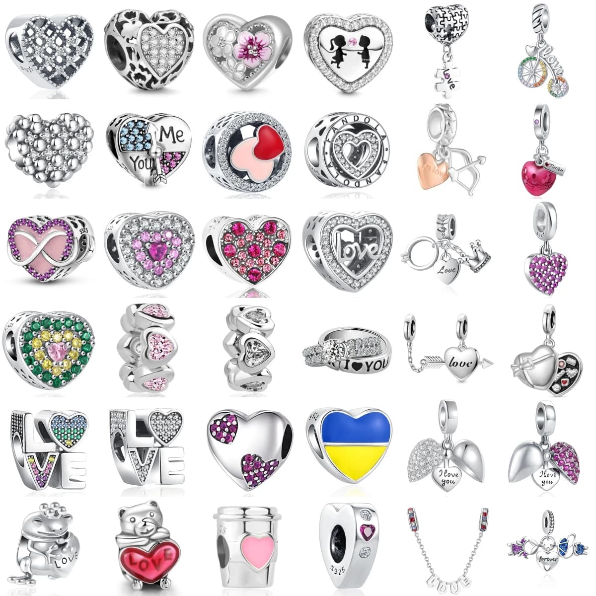 NUOVO ciondolo in argento sterling 925 adatto per bracciale originale accessori gioielli da donna serie anniversario di matrimonio amore freccia doppio anello
