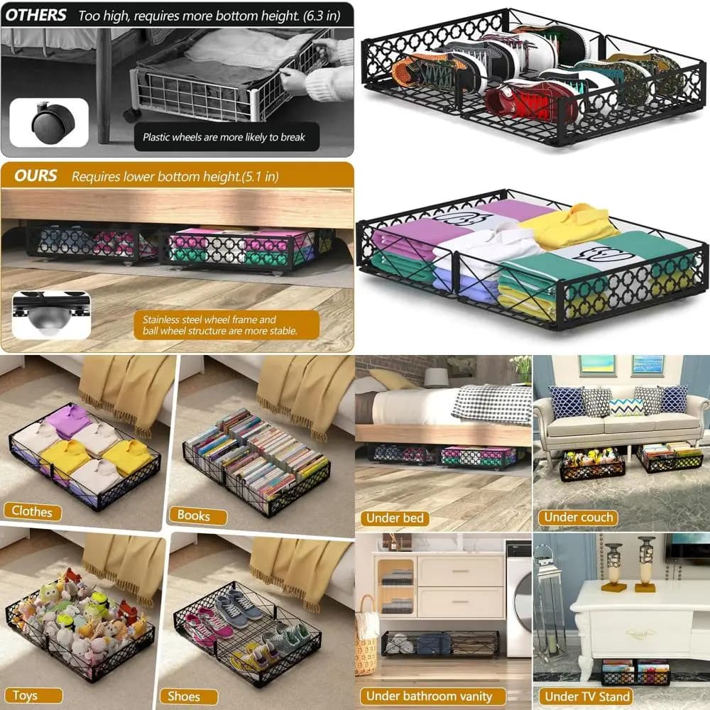 Sublet holder boxes with wheels to arrange clothes, shoes and blankets