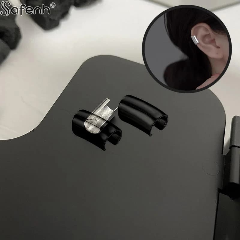 Orecchini a clip stile punk da 2 pezzi Clip per orecchio libera con piercing in lega geometrica semplice per regalo di gioielli da indossare ogni giorno