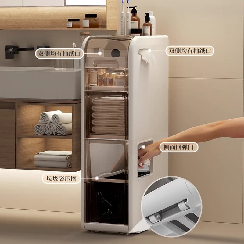 Armadietto a fessura per bagno di lusso leggero, scaffale per WC, armadietto stretto per WC, armadietto per WC con pattumiera