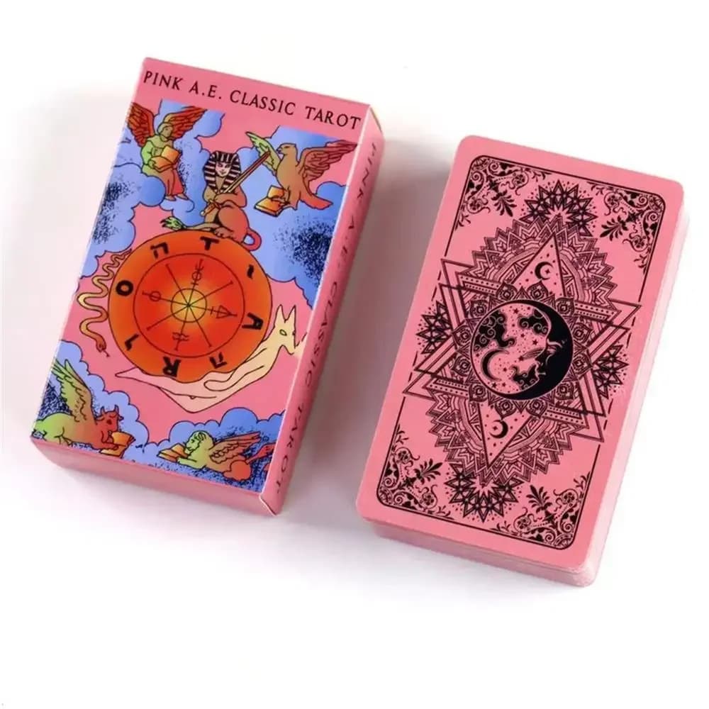 Mazzi di tarocchi classici rosa AE 78 carte Divinazione Uso personale Mazzo di tarocchi Versione inglese completa Mazzo di oracoli per gioco da tavolo per ragazza