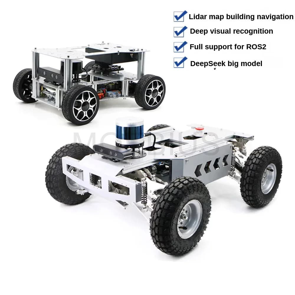 ROS2 Intelligent Mobile Robot Frame with Ackerman System, SLAM LiDAR Mapping, Navigation, Raspberry Pi 5, Autonomous Vehicle for Heavy Cars