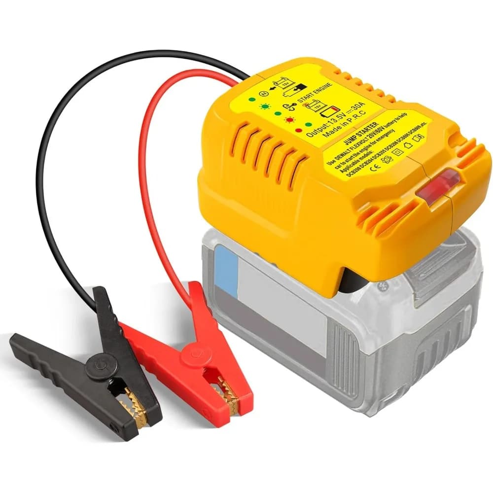 Adattatore per avviamento di emergenza per auto per batterie agli ioni di litio DeWalt 20V 60V con cavi jumper Morsetti 12v, caricabatteria per auto portatile Jum