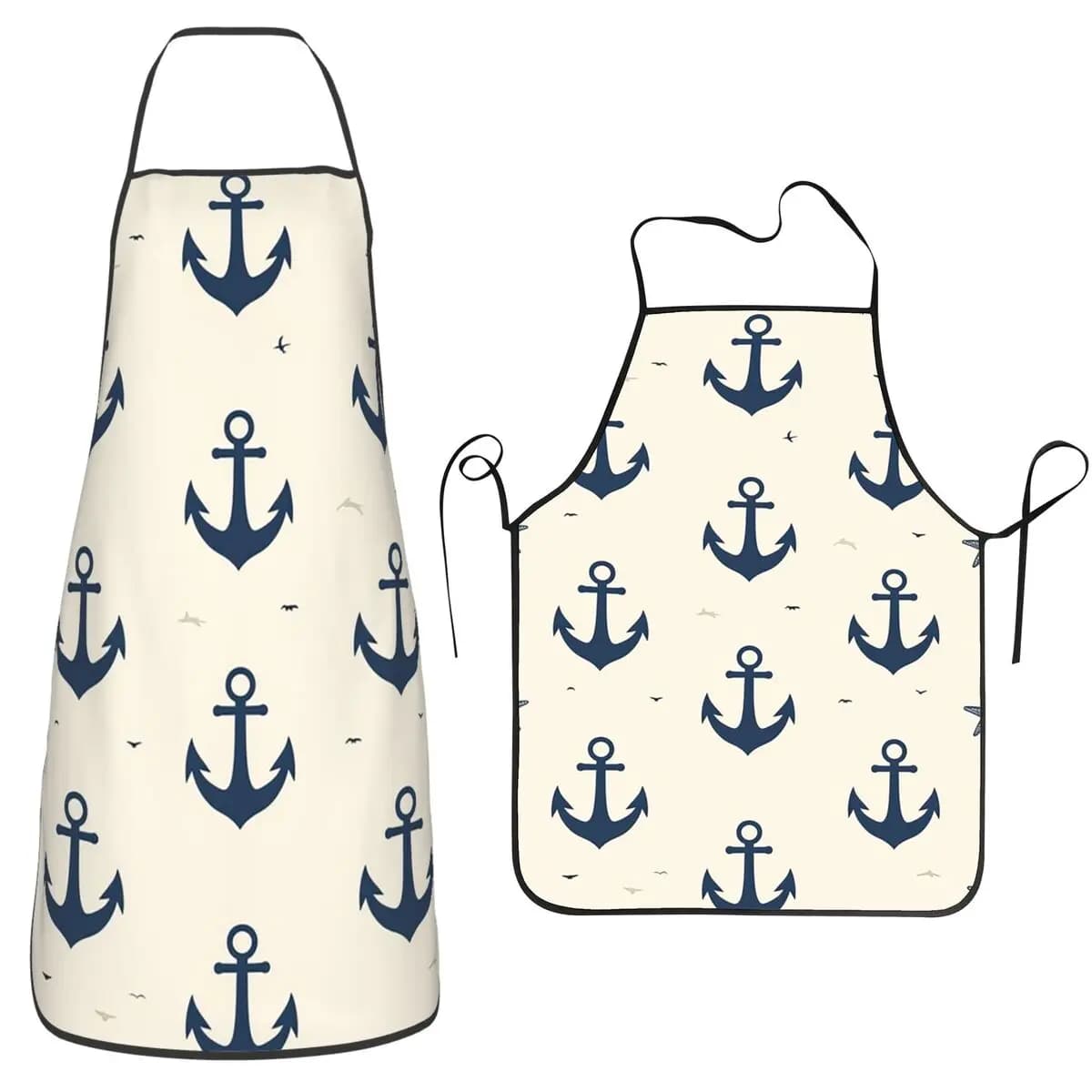 Nautical Anchor Boat Design Apron Chef Cooking Tablier Sleeveless Bib Kitchen Cleaning Pinafore for Women Men Painting