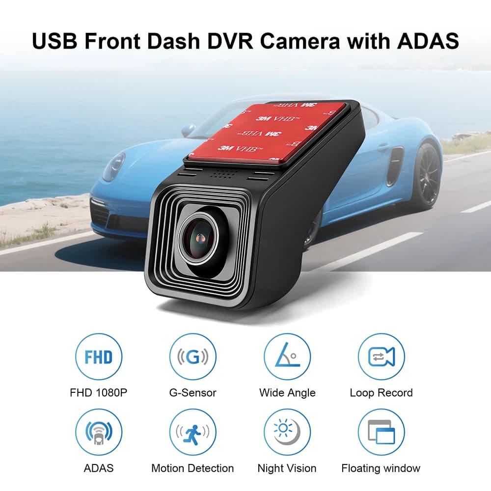 Universal Car Dashboard USB Camera with Android and ADAS system, SD card slot