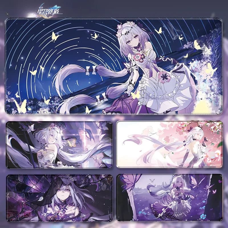 Tappetino per Mouse da Gaming Honkai Star Rail, Base in Gomma Antiscivolo per Tastiera e Mouse, Decorazione Anime per Ufficio, PC e Laptop