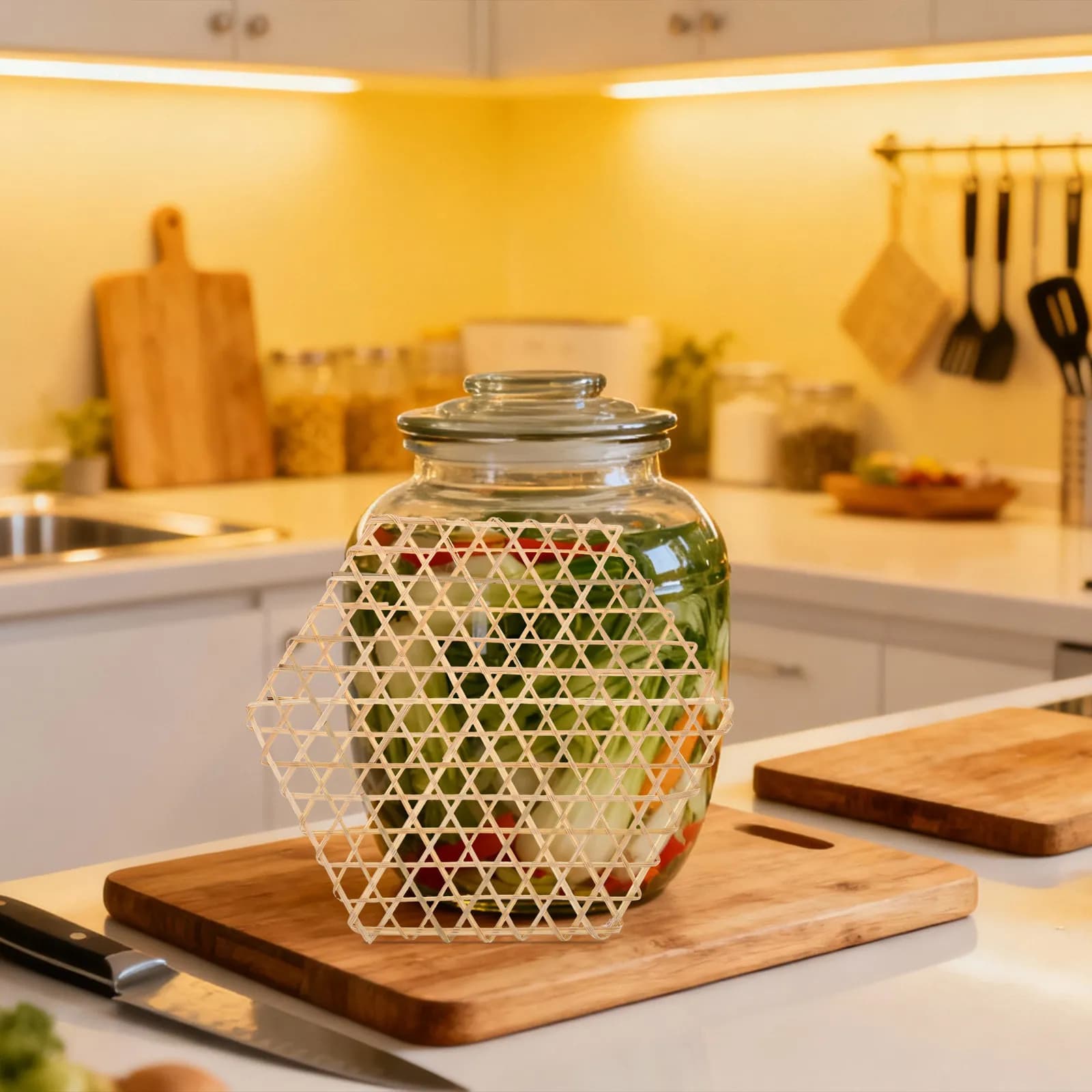 Set di 5 Piastre a Rete per Fermentazione, Pressa per Barattoli a Bocca Larga, Peso per Fermentazione di Verdure, Pressa per Sottaceti per Barattoli Mason