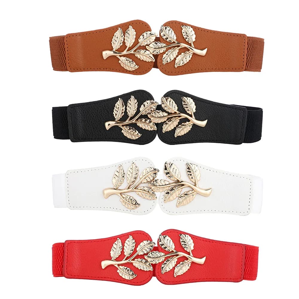 Cintura elastica decorativa sottile con fibbia a doppio anello per vestito