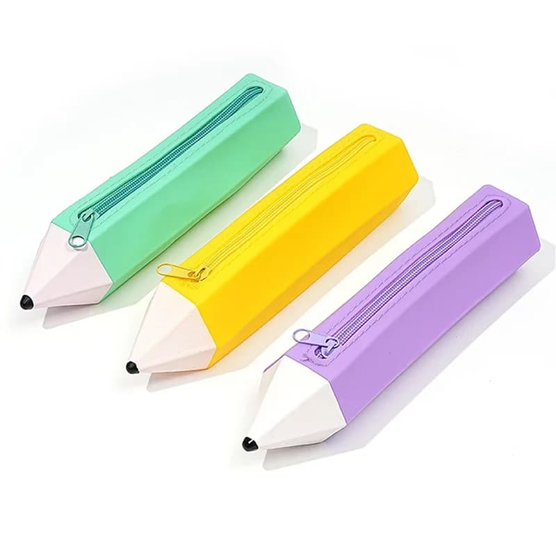 Silicone Pen Bag Case Box Stocking Stuffers Cute Creative Candy Color Large Capacity Zipper Organizer Storage Bag Box Nice Gift