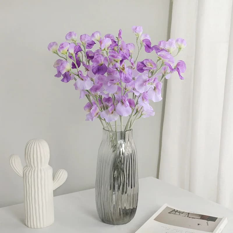 Simulation Pea Flower Artificial Flowers, Fake Plant for Home Living Room Table Decoration Wedding Arrangement Flowers