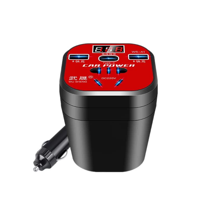 Convertitore di potenza per auto da 12 V/24 V a 110 V/220 V - Caricabatterie multifunzione di tipo C (ricarica rapida 3,1 A)