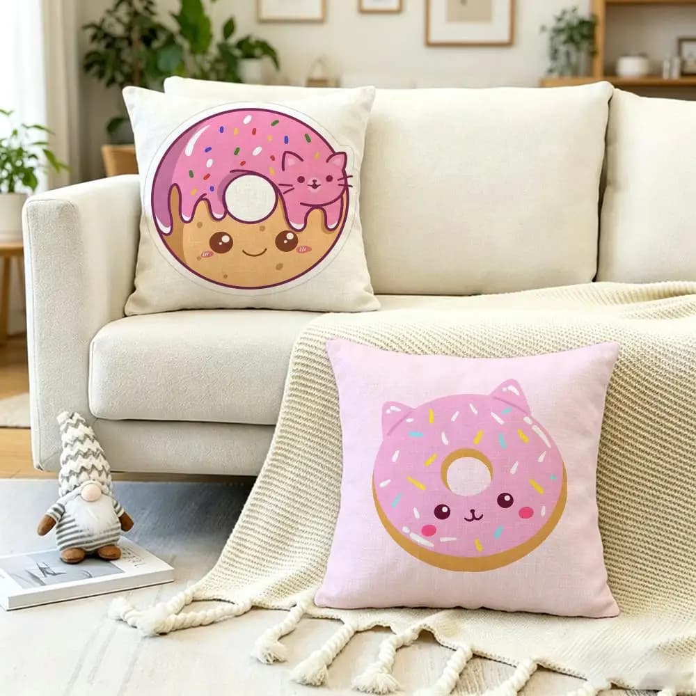 Fodera per cuscino Hit Anime D-Donut Cat, antipolvere, con cerniera invisibile, in morbido peluche, per divano