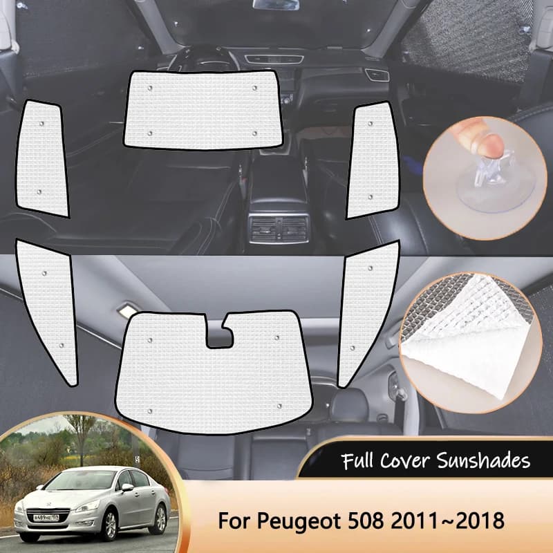 Per Peugeot 508 MK1 W23 Berlina 2011 ~ 2018 2012 Copertura Completa Parasole Auto Protezione Solare Parabrezza Finestrino Laterale Visiera Accessori