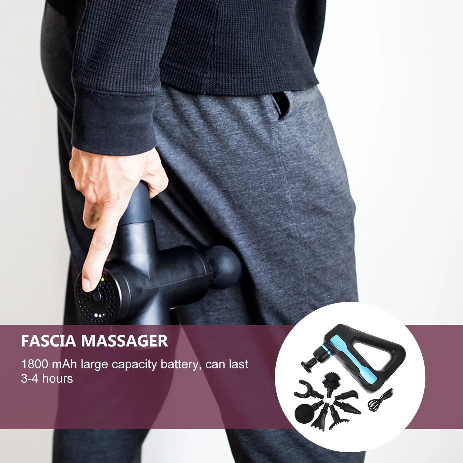 Set Massaggiatore Muscolare Elettrico a Percussione per Tessuti Profondi, Strumento Rilassante per Collo, Vita, Gambe, Schiena, Sollievo dal Dolore Muscolare