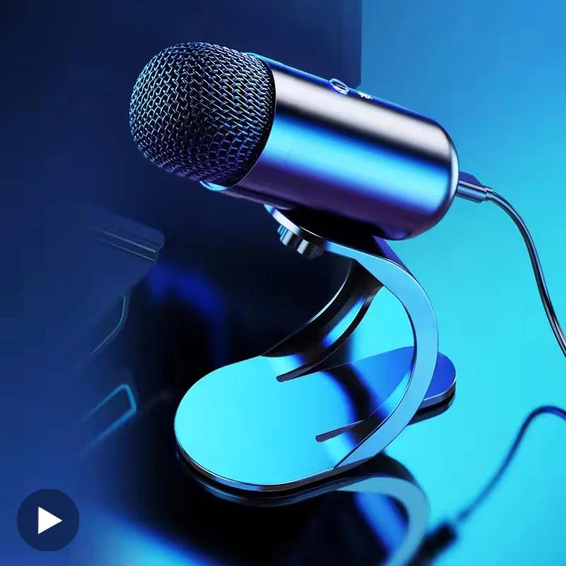 Microfono a condensatore professionale cablato USB per PC portatile Computer da gioco Mini accessori Karaoke Sound Home Room Kit Gamer