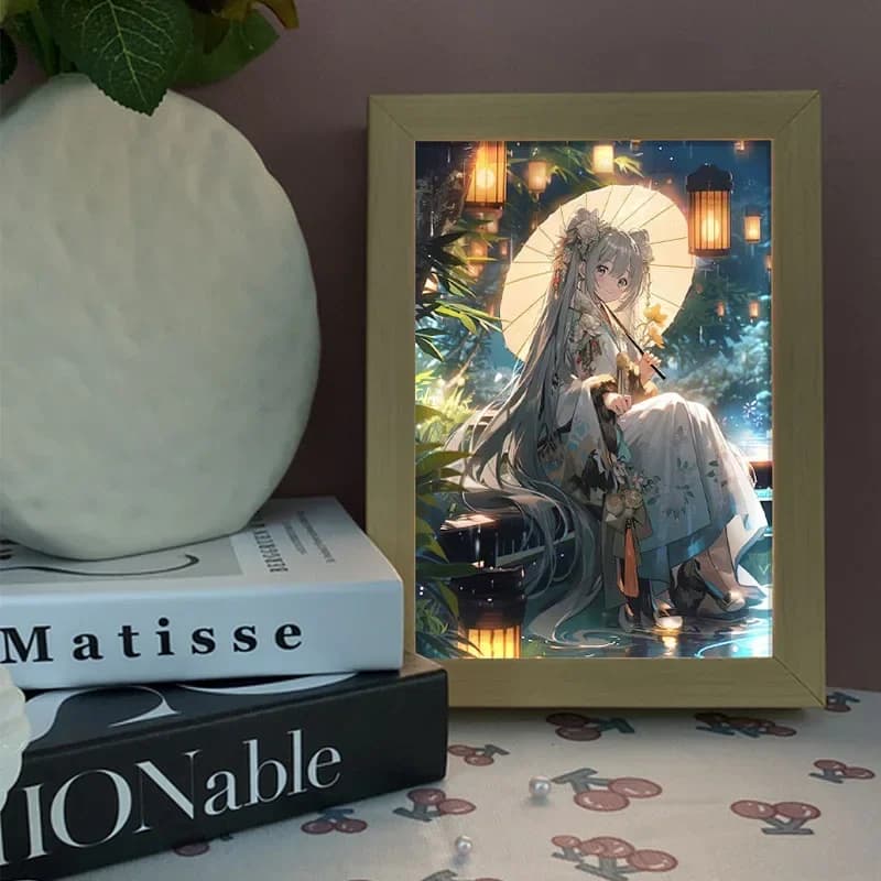 Serie Hatsune Miku Pittura leggera Decorazione Pittura Luce notturna Cornice per foto creativa
