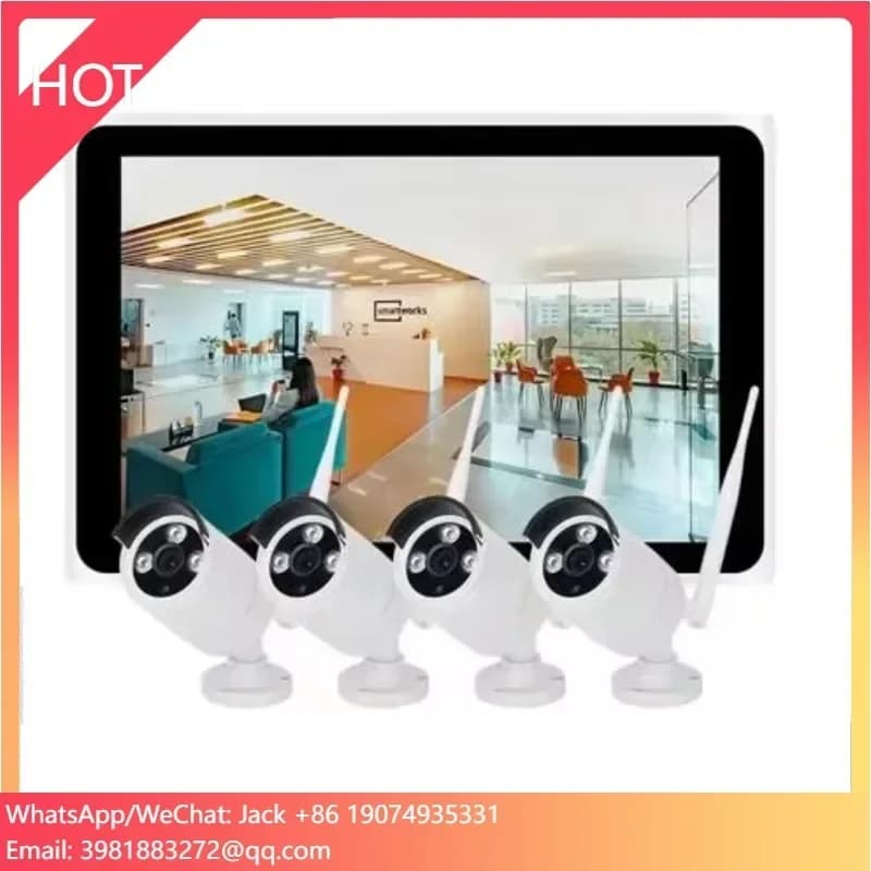 Kit di Videosorveglianza Tuya 3MP 4CH con Schermo da 10 Pollici, Sistema di Telecamere IP WiFi Smart Plug and Play PST-8304-3MP