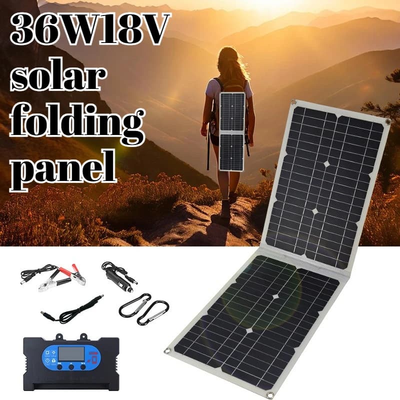 Caricatore solare ultraleggero da 36 W Pannello solare pieghevole ad alta efficienza da 18 V per una ricarica rapida Attrezzatura da campeggio indispensabile per esterni