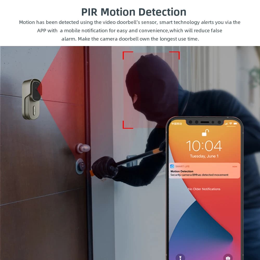 1080P 2MP Tuya Videocitofono WiFi Campanello per porta senza fili DC AC Alimentato a batteria Impermeabile con Alexa Campanello per porta Camerar Smart Home