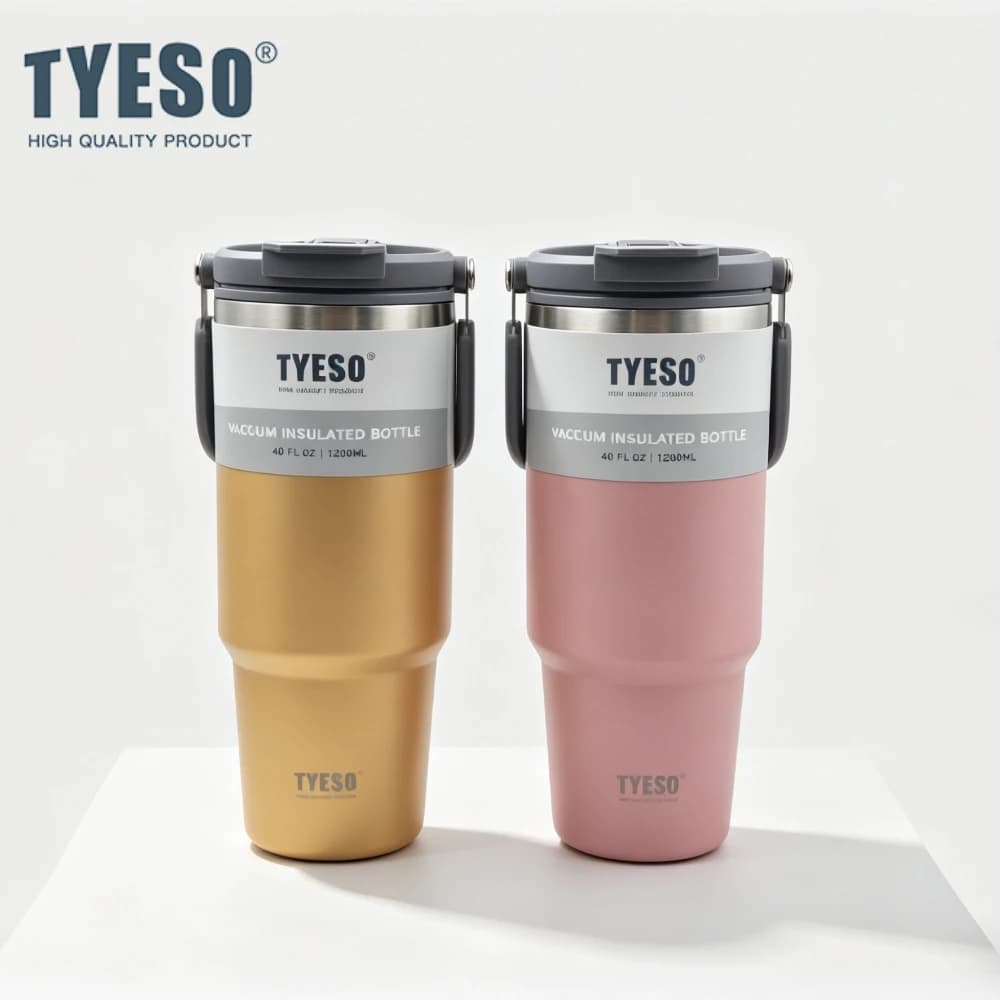 Tyeso Tumbler Tazza da caffè Tazza da viaggio con isolamento termico sottovuoto in acciaio inossidabile Tazza da viaggio per doppia bevanda di grande capacità