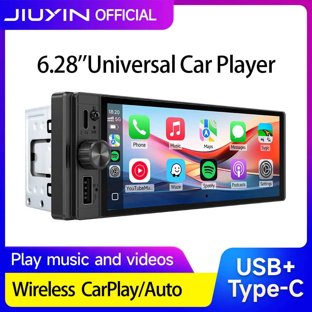 JIUYIN 6.28 pollici Universale MP5 1DIN Autoradio Supporto Wireless Carplay Android AUTO AUX USB Touch Screen Lettore Video Multimediale