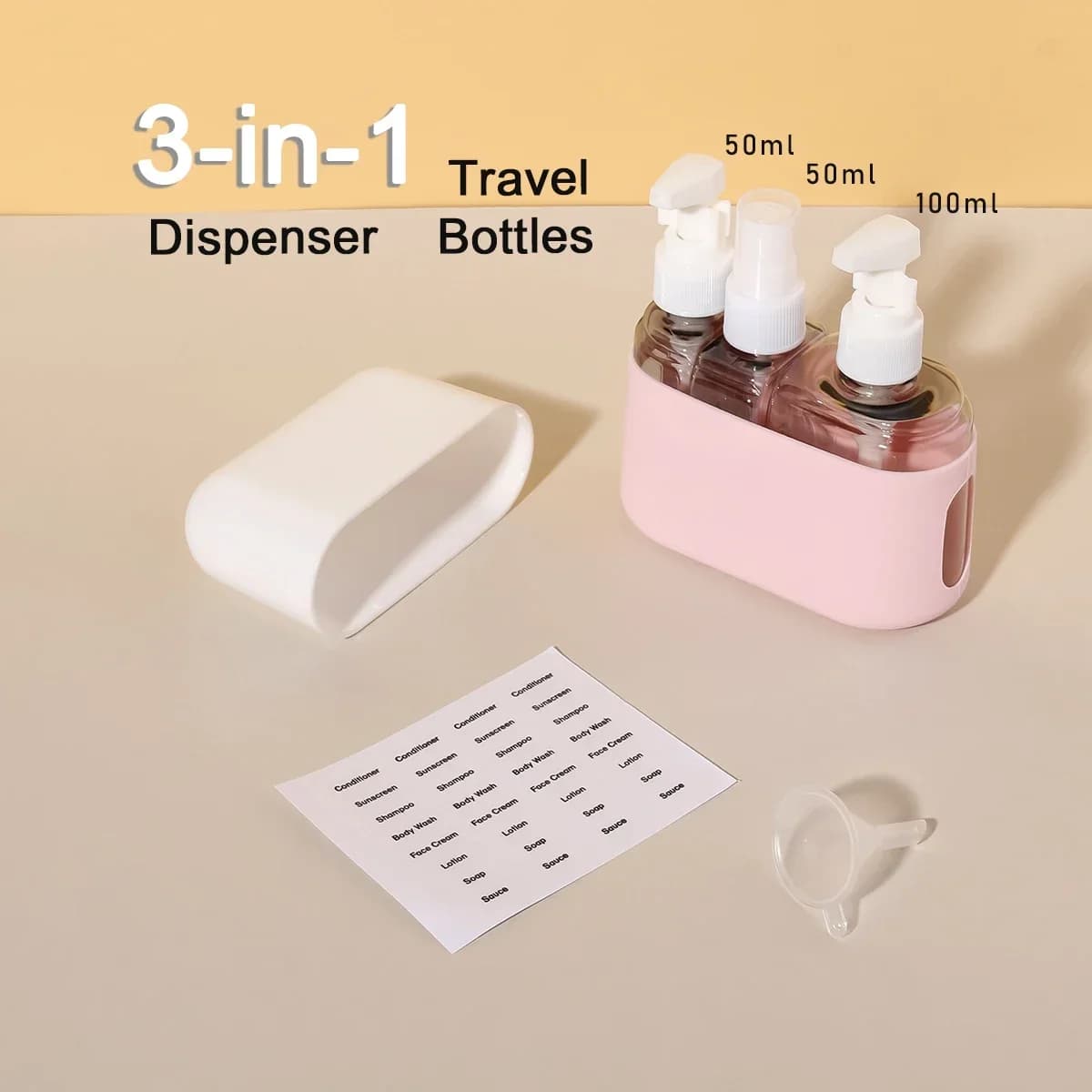 Set di bottiglie da viaggio Shampoo Gel doccia Lozione per lavaggio a mano Bottiglia vuota divisa Kit da viaggio Accessori Set di pennelli per trucco