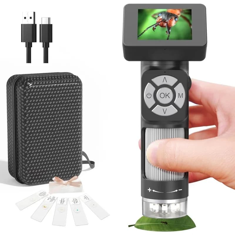 Microscopio digitale portatile ad alta definizione con schermo LCD da 2 pollici per bambini che insegnano microscopio elettronico