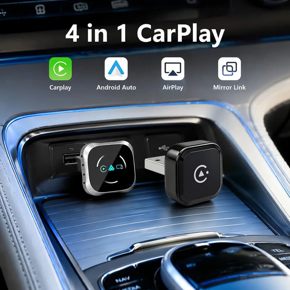 Uhulamb 4in1 New Upgrade Carplay Adapter Wireless Android Auto Mirror Link Smart MiNi AI Box USB Plug and Play Auto Connect WiFi