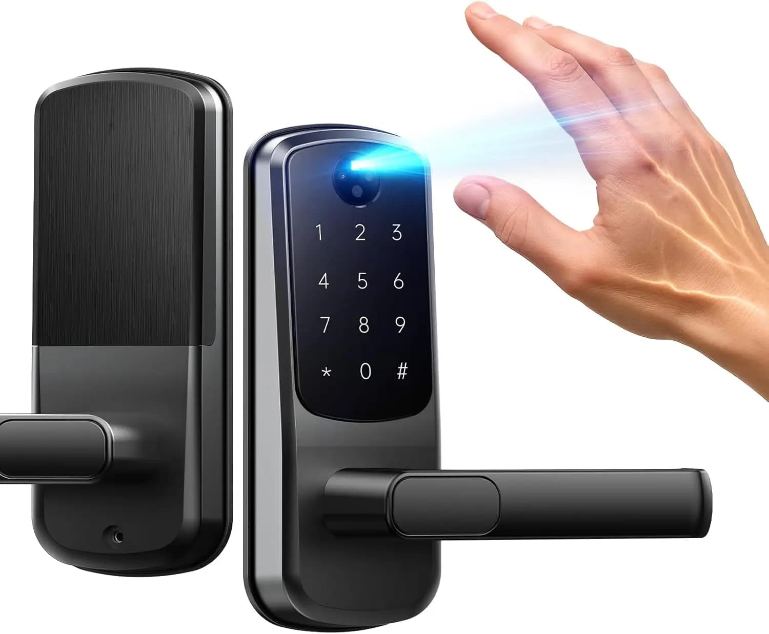 Serratura Intelligente con Riconoscimento delle Vene Palmari, Accesso Senza Chiave, Chiusura Automatica, Tastiera Retroilluminata, Impermeabile IP65, Facile Installazione Fai-da-Te