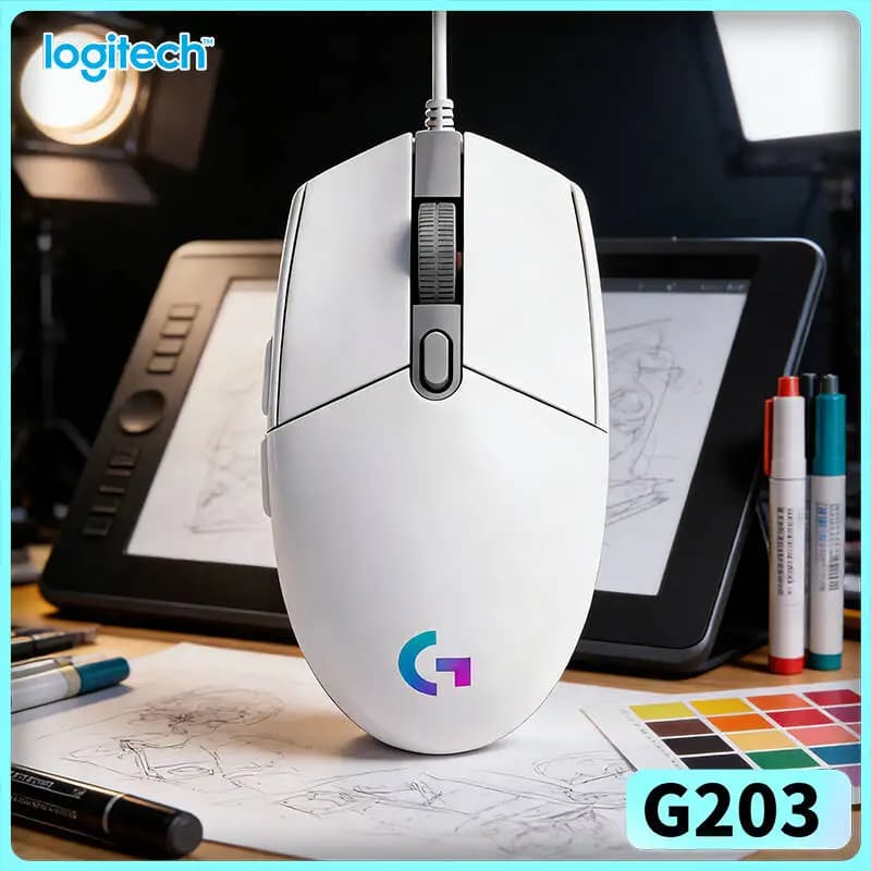 Mouse da Gaming Cablato Logitech G203 RGB, LIGHTSYNC Personalizzabile, 8000 DPI Regolabili per Laptop e PC G102/G402/M100R