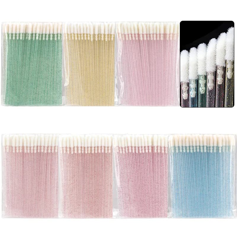 50 pz monouso manico in cristallo pennello per labbra ciglia trucchi pennelli ciglia estensione mascara bacchette applicatori strumenti cosmetici