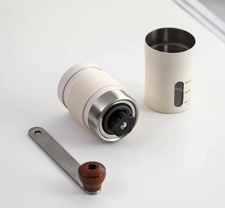 Aluminum Alloy Manual Coffee Grinder, Foldable Metal Handle with Ceramic Burr for Coffee Bean Grinding