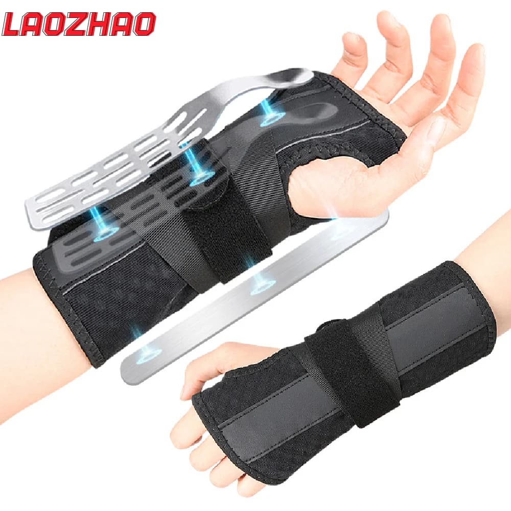 1 Pezzo Tutore da Polso per Sindrome del Tunnel Carpale – Supporto Notturno con 2 Fissaggi Metallici, Stabilizzatore Regolabile per la Mano per Alleviare il Dolore – Adatto sia per la Mano Destra che Sinistra