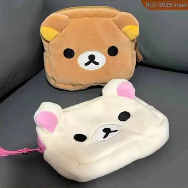 Borsa Organizer per Trucchi Rilakkuma, Simpatica Borsa Cosmetica a Forma di Orso Cartone Animato, Custodia per Bellezza Kawaii, Regalo