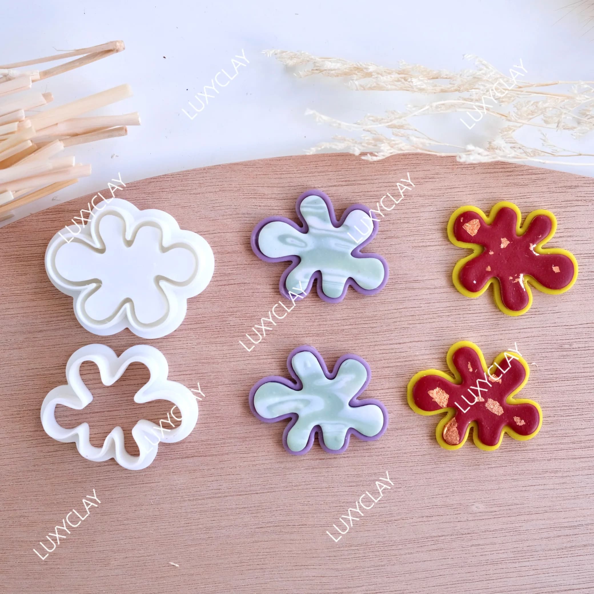 2pcs/set Embossed Coral Combo Clay Earring Cutters, Summer Beach Coral Shape Polymer Clay Cutter Molds for Jewelry Making
