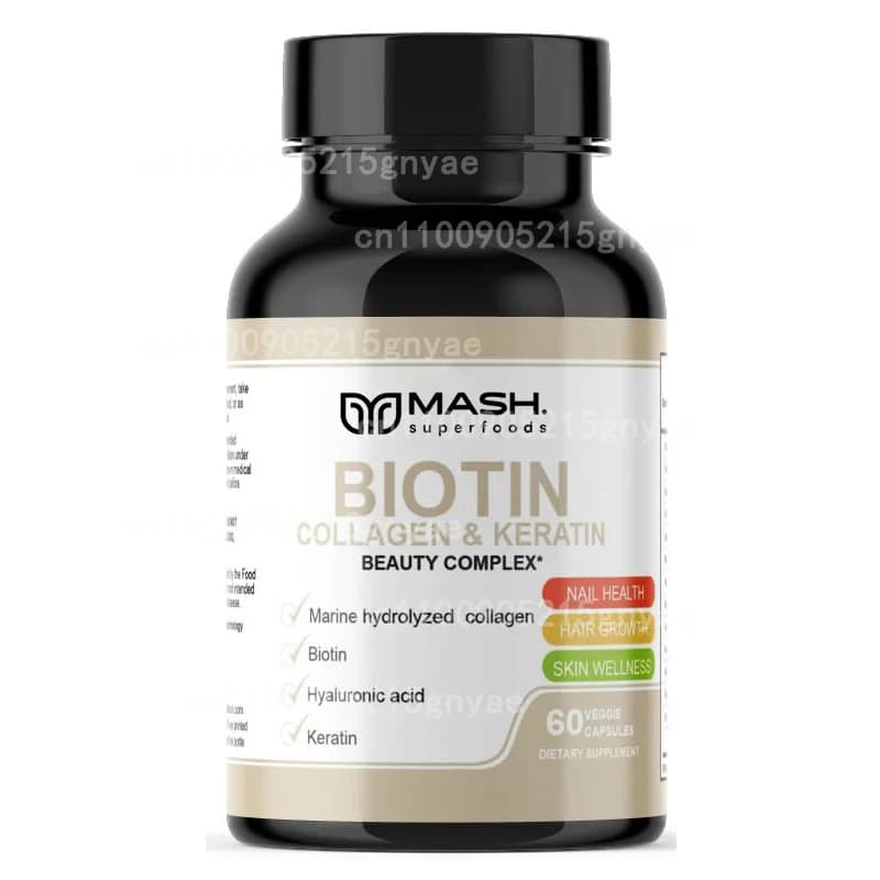 Collagen-based supplement (60 capsules) | Biotin, Keratin, Hyaluronic Acid + Vitamin E, Folic Acid, Pumpkin Seeds and MSM