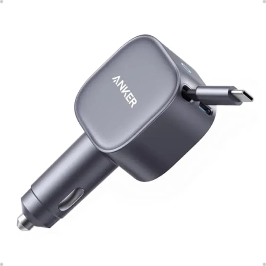 Caricabatterie USB-C Retrattile per Auto, Ricarica Rapida 75W Max con Cavo Retrattile Integrato, Accessori Auto per iPhone 17