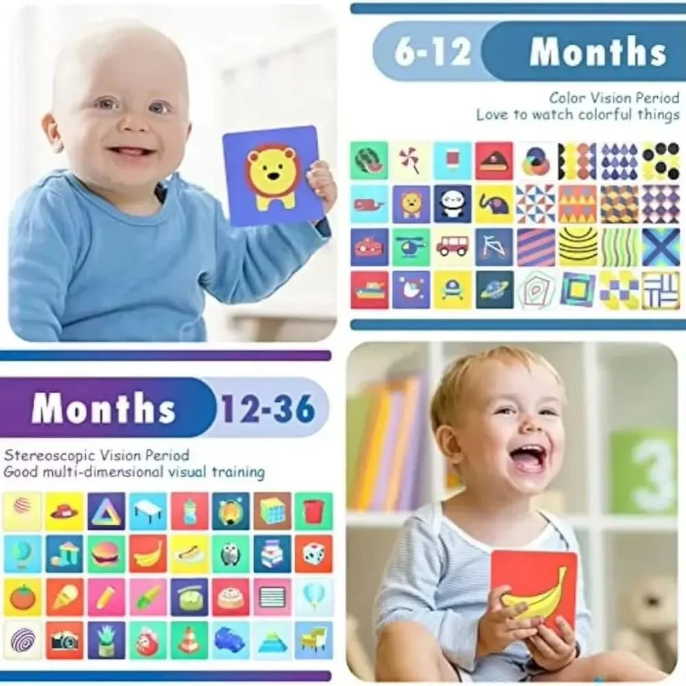 Carte di stimolazione visiva per bambini in carta Giochi di vista Flashcard ad alto contrasto in bianco e nero Schede flash per bambini durevoli e riutilizzabili