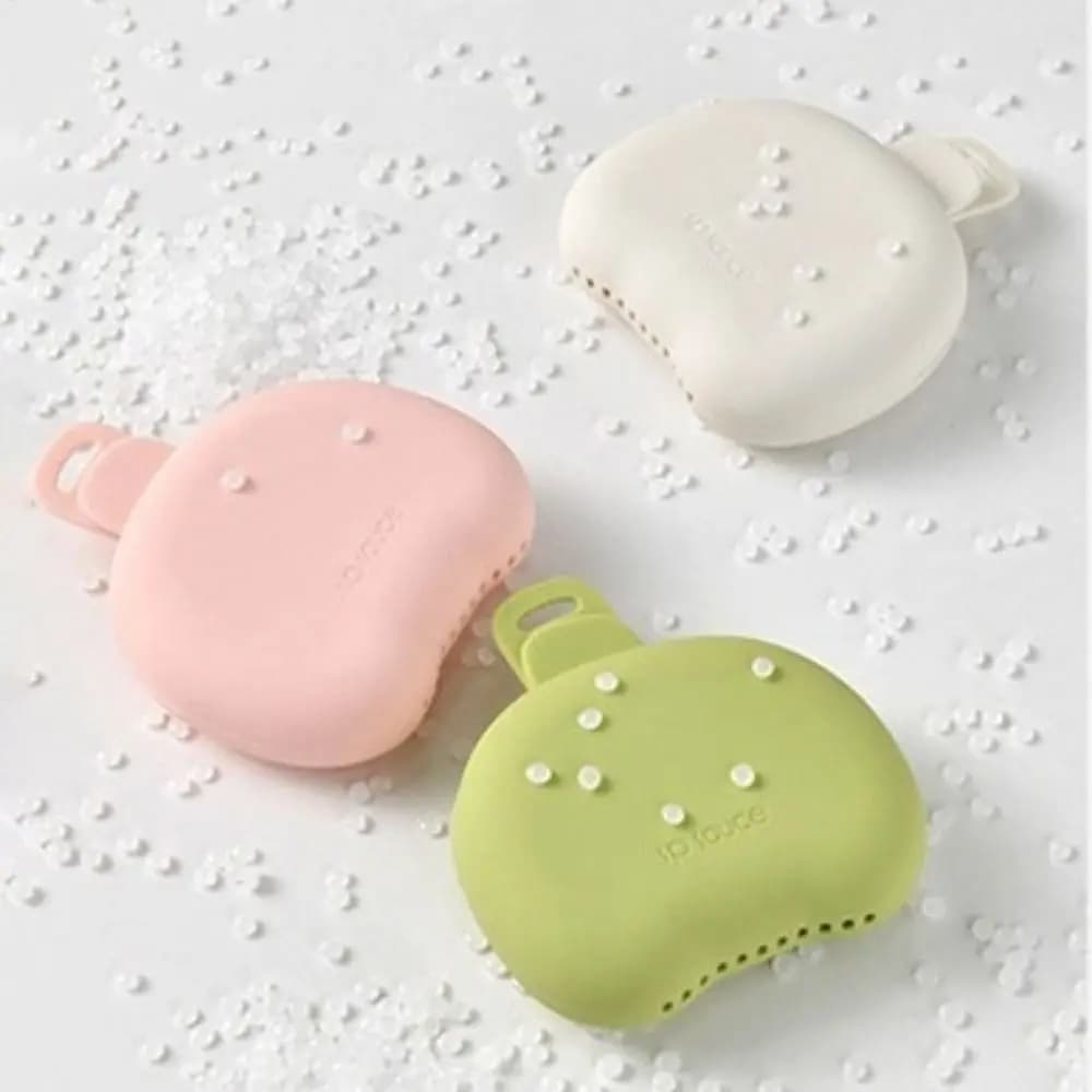 Portable Candy Color Silicone Denture Case Drain Holes Soft Mouth Guard Container Protective Retainer Storage Box for Home