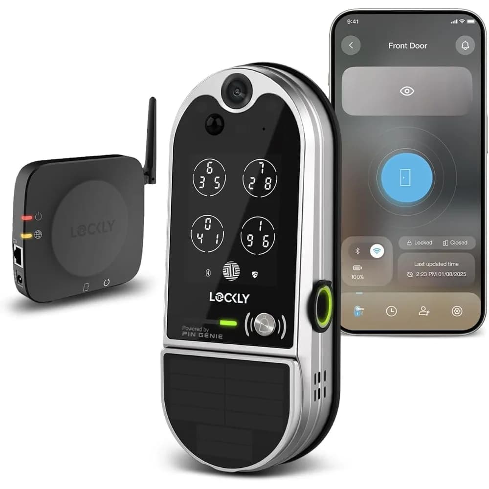 Vision Elite Video Smart Lock con fotocamera, catenaccio Wi-Fi intelligente per porta d'ingresso, PIN Genie ® Tastiera, serratura con impronta digitale, Motio