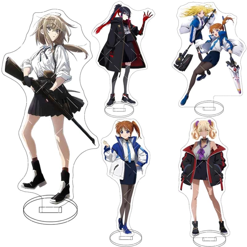 16CM Anime Figure Magical Girl Lyrical Nanoha EXCEEDS Gun Blaze Vengeance Takamachi Nanoha Cos Acrylic Stand Ornaments Gifts