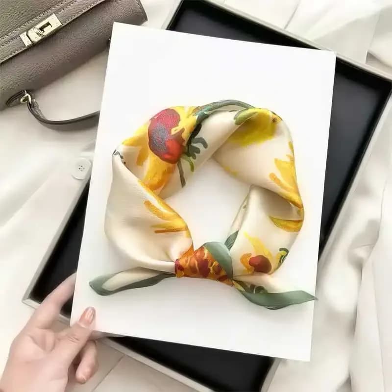 100% Mulberry Silk Scarf Pure Material Elegant Silk Scarf 53x53 Cm Square Fashionable Wrap Casual Accessory for Women Gift