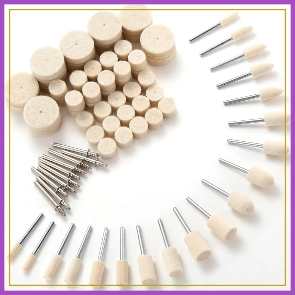 Set di 80 Dischi in Feltro per Lucidatura e Levigatura per Utensili Rotanti, Tamponi in Lana con Gambo da 1/8" per Gioielli e Orologi