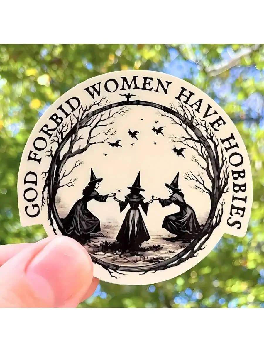 3 Inch Mystical Dancing Witches Vinyl Sticker — Removable Waterproof Gothic Decal for Laptop, Phone, Water Bottle, Journal, Note